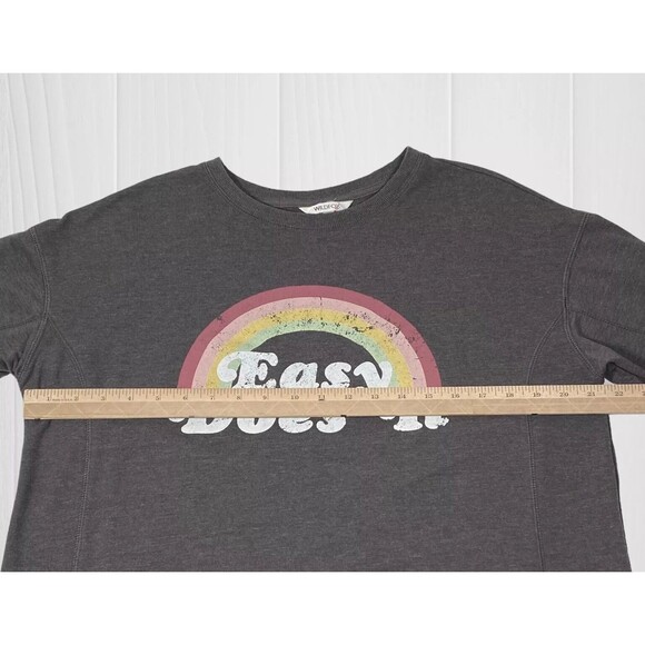 Wildfox Womens Sweatshirt M Gray Easy Does It Rainbow Graphic Sweater Oversized - Picture 6 of 11